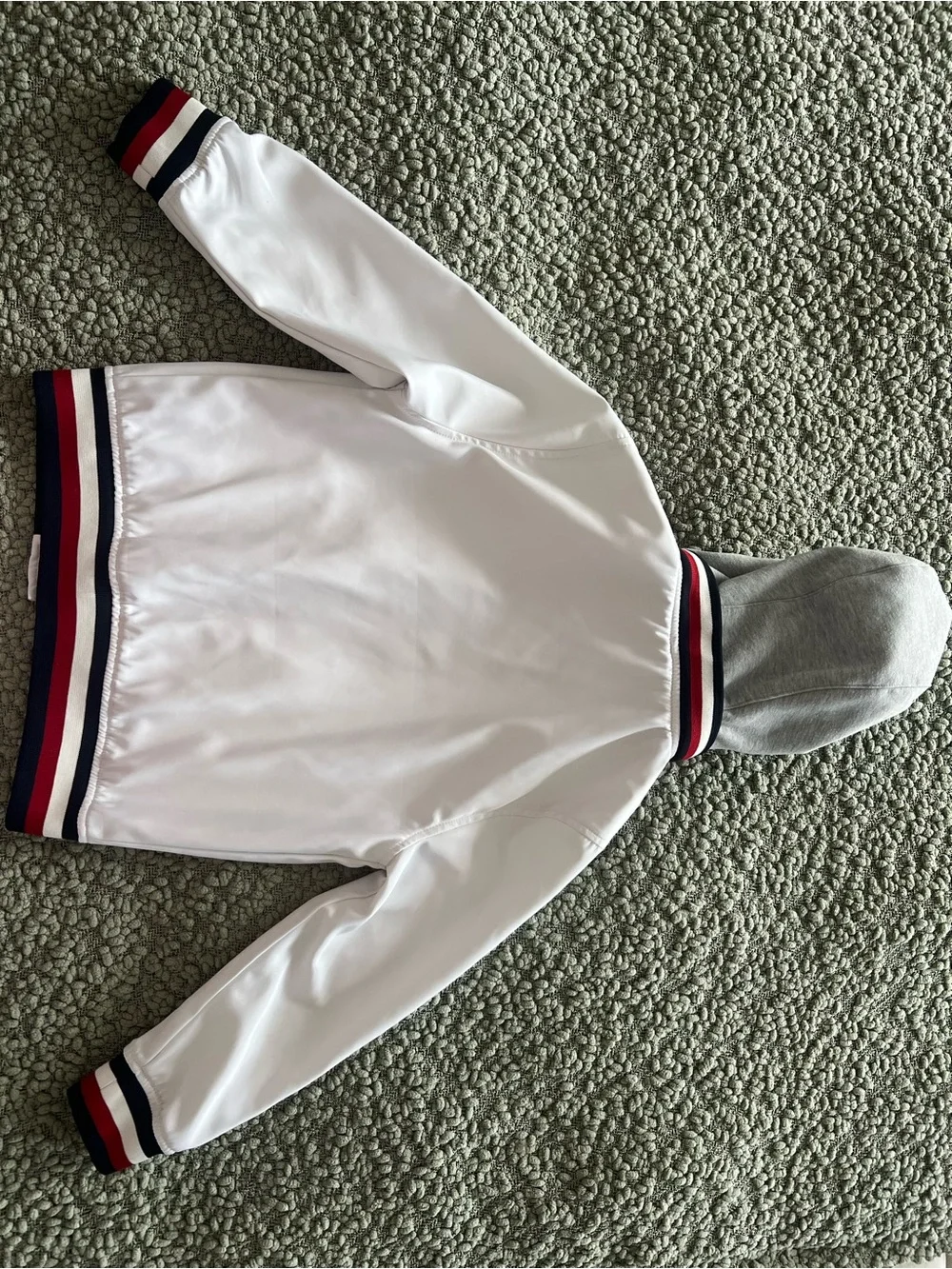 Tommy Hilfiger Kids Bomber Jacket Size S 8/10 White Varsity Detachable Hood